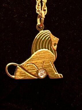 VTG Pierre Cardin Leo Zodiac Necklace w/Genuine Diamond Accent